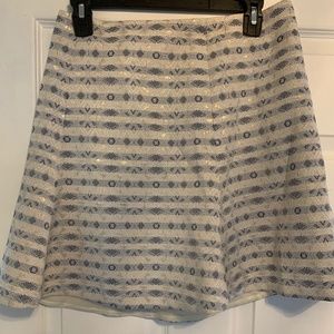 J. Crew White Skirt with Navy Detail